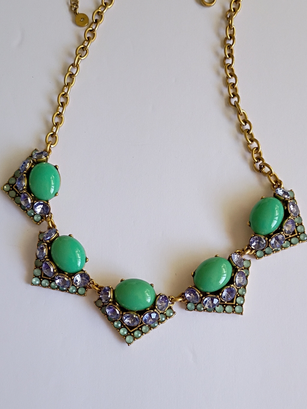 Stella & Dot Rory Gold-tone Necklace with Mint Green and Lavender Stones